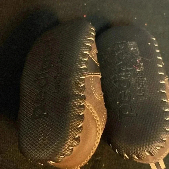 PEDIPED INFANT SIZE 6-12 MO BROWN FAUX LACES AND HOOK LOOP SLIP ON SHOE - Picture 8 of 11